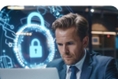 Cybersecurity concept with a padlock hologram
